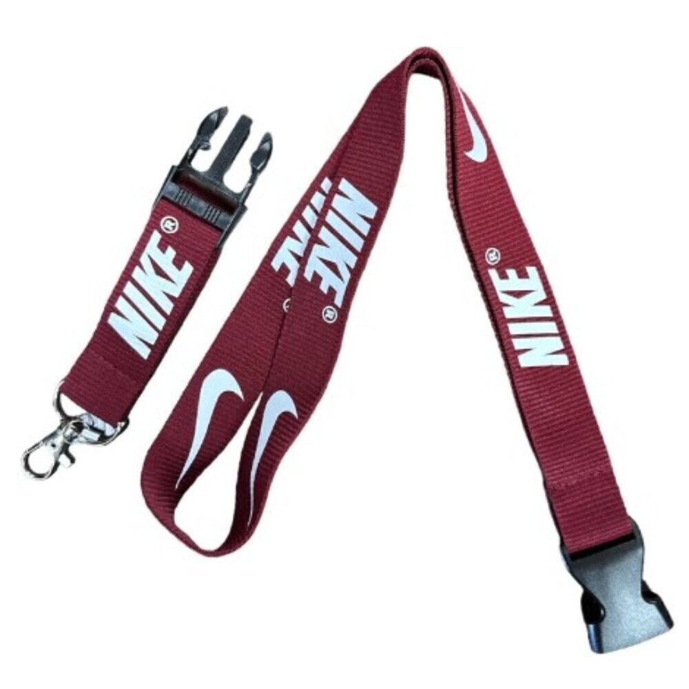 Nike Lanyard with Detachable Buckle Release Maroon Dark Red ID Key Holder NWOT